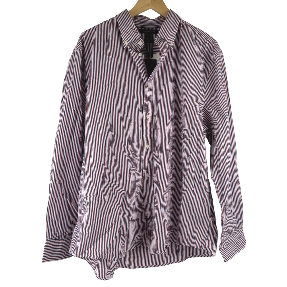 Tommy Hilfiger Mens XXL TH Flex Regular Fit Striped Button Down Shirt‎ MW37549